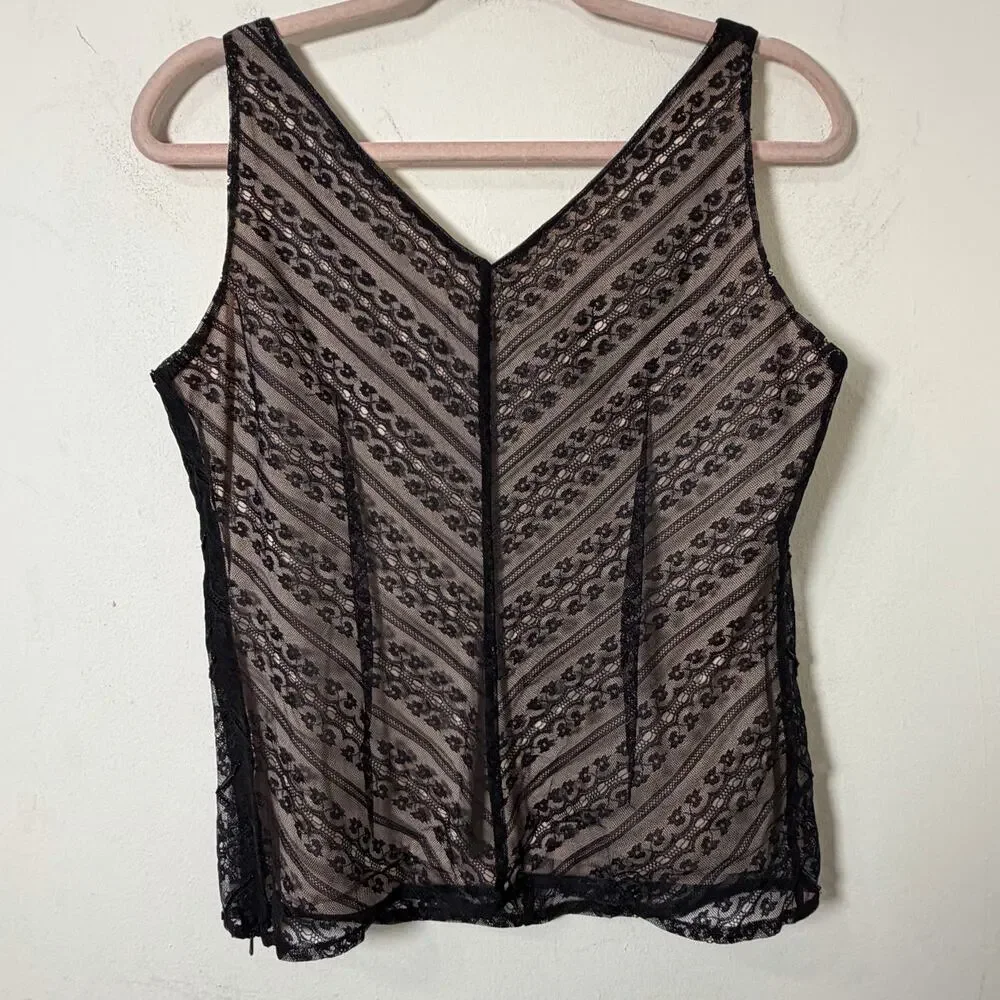 Md NWOT Moda International Beaded Lace Tank Top Y2k Glam Whimsigoth Elegant Chic - Picture 4 of 7